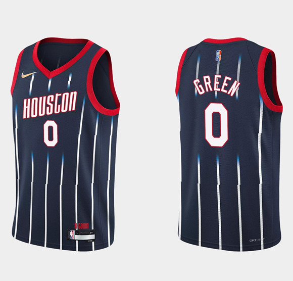 Men's Houston Rockets #0 Jalen Green 2021/22 City Edition 75th Anniversary Navy Stitched Basketball Jersey